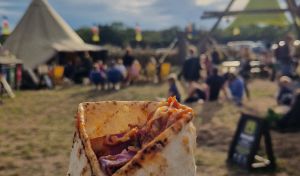 A close up view of a Curry Wrap